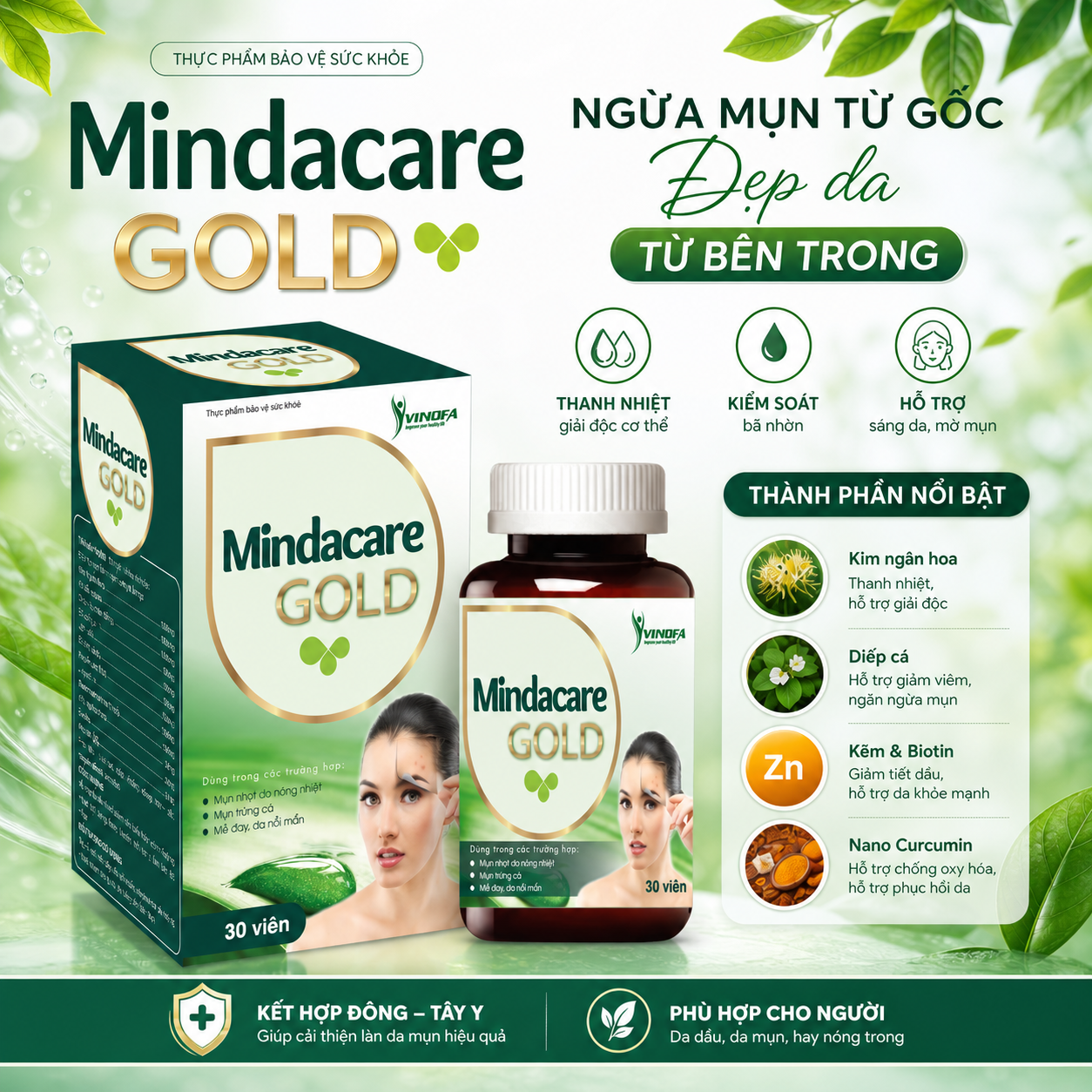 Viên Uống Ngừa Mụn Mindacare Gold